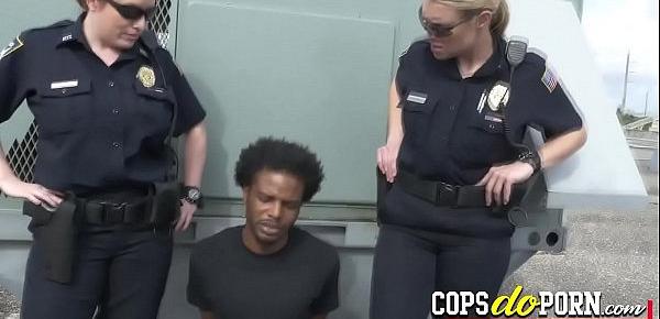  Hardcore interracial sex on the streets with these slutty female cops!
